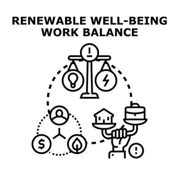 Achieving renewable well being and successful work life balance Stock Illustration
