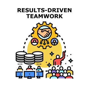 Achieving results through collaborative business teamwork concept Stock Illustration