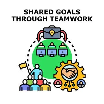 Achieving shared goals through business teamwork concept Stock Illustration