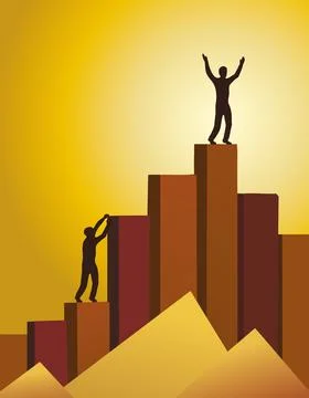 Achieving success, growing statistical data, conceptual vector illustration Stock Illustration