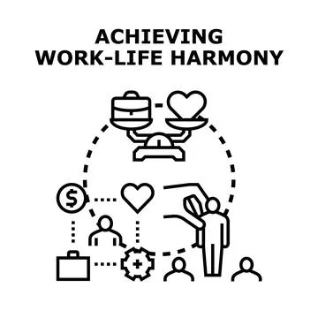 Achieving work life harmony with professional and personal balance Stock Illustration