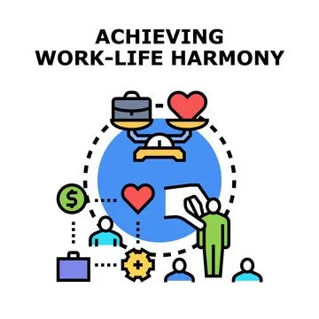 Achieving work life harmony with professional and personal balance Stock Illustration