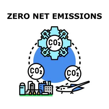 Achieving zero net co2 emissions for environmental sustainability Stock Illustration