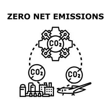 Achieving zero net co2 emissions for environmental sustainability Stock Illustration