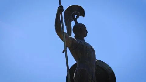 Achilles statue in Achilleion palace also called Sisi Palace on Corfu, Greece Stock Footage 157444467