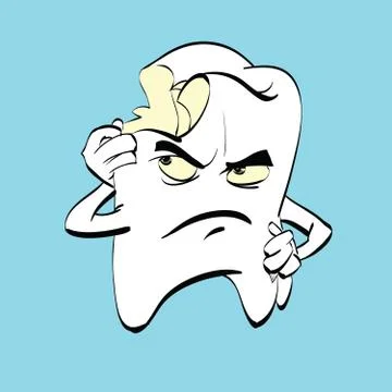 The aching tooth with caries, a comic book character Stock Illustration