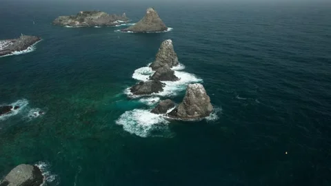 Aci Trezza aerial drone 4k view orbit flight reverse Sicily faraglioni Italy  스톡 동영상 175494979