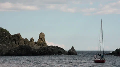 Aci Trezza, Sailing to cliffs Stock Footage 23628492