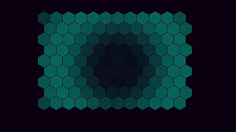 Acid aqua hexagonal tessellation for pattern wave visuals. Professional Stock Footage 342624159