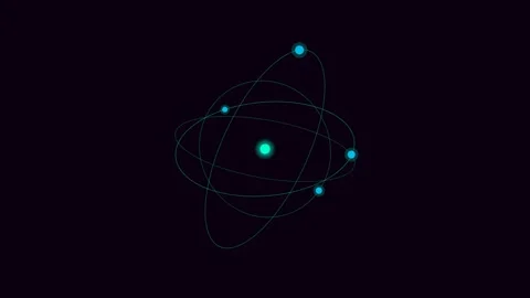Acid aqua orbital rings for quantum atom visuals. Professional psychedelic Stock Footage 342624105