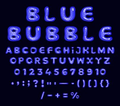 Acid blue bubble font Stock Illustration