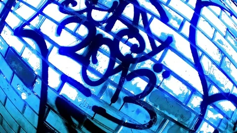 Acid Blue Graffiti Close up 動画素材 72092658