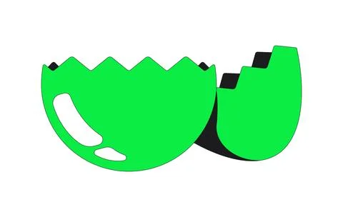 Acid broken eggshell split into two halves 2D cartoon object Stock Illustration