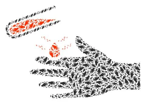 Acid Damaged Hand Vector Composition of Self Recursive Icons 스톡 일러스트