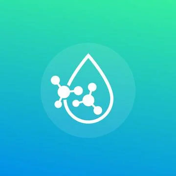 Acid drop icon with molecule, vector Illustrazione stock