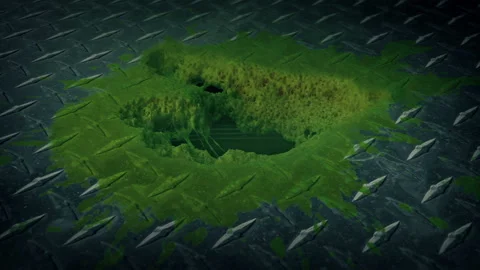 Acid Eats Through Space Ship Floor Stock Footage 163671099