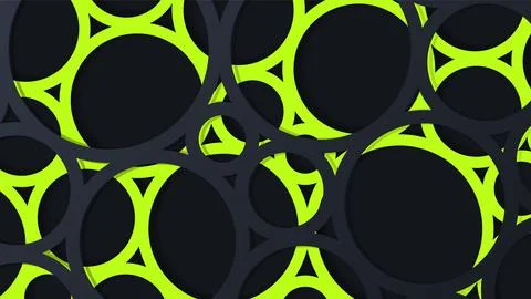 Acid green abstract 3d voronoi organic structure on black background. Modern Stock-Illustration