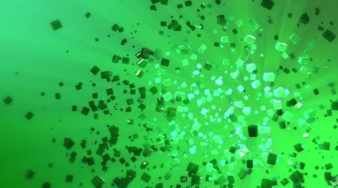 Acid-green cubes of crystals  move on an emerald background Stock Footage 63025637
