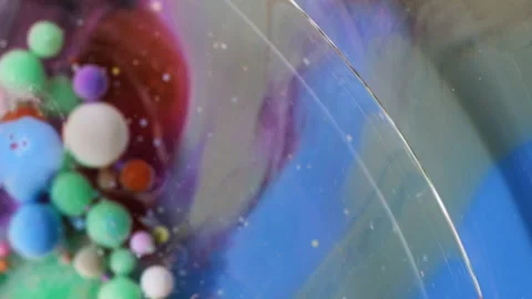 Acid liquid bubble paint oil acrylic ink drops Stock Footage 321137635
