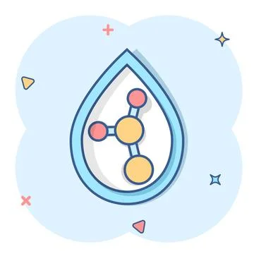 Acid molecule icon in comic style. Dna cartoon vector illustration on white i Stock Illustration