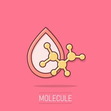 Acid molecule icon in comic style. Dna cartoon vector illustration on isola.. Stock Illustration