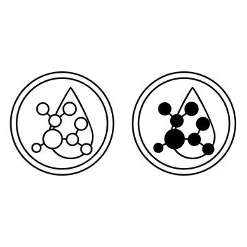 Acid Molecule Labels. Black and White Vector Icons. Sticker For Cosmetic Pa.. Stock Illustration