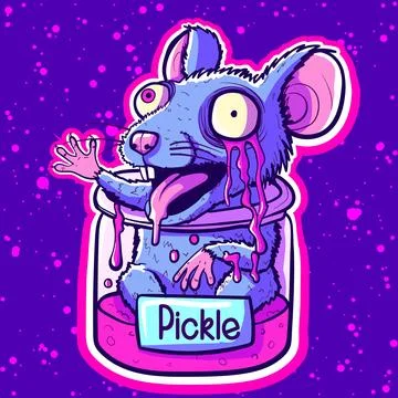 Acid psychedelic stoner mouse trapped in a slimy container Stock Illustration