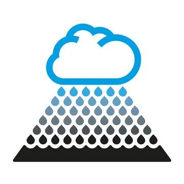 Acid rain. Blue stylized cloud with dirty blue black rain Stock Illustration