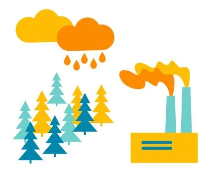 Acid rain. Global environmental problems Stock Illustration