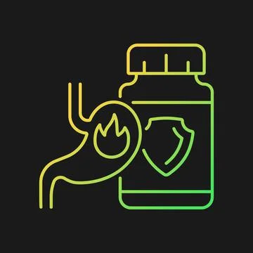 Acid reflux supplements gradient vector icon for dark theme Illustrazione stock