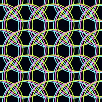 Acid trance seamless pattern. Colorful neon stereo effect circles Stock Illustration