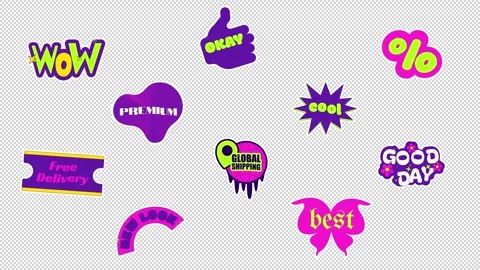 Acid Y2K e-commerce sticker pack animated loop Stock Footage 334659683