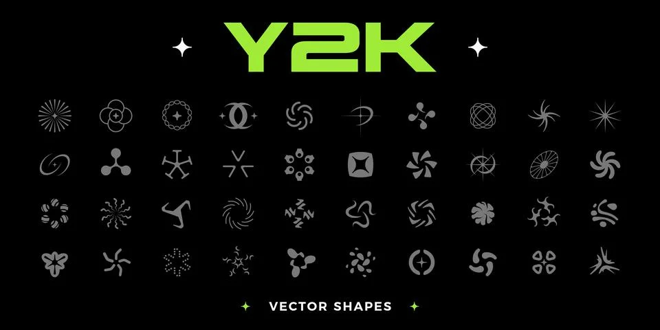 Acid Y2K style elements set. Illustrazione stock