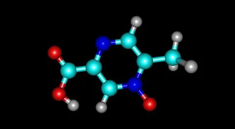 Acipimox molecular structure isolated on black Stock Illustration