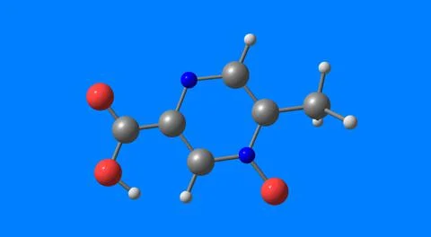 Acipimox molecular structure isolated on blue Illustrazione stock