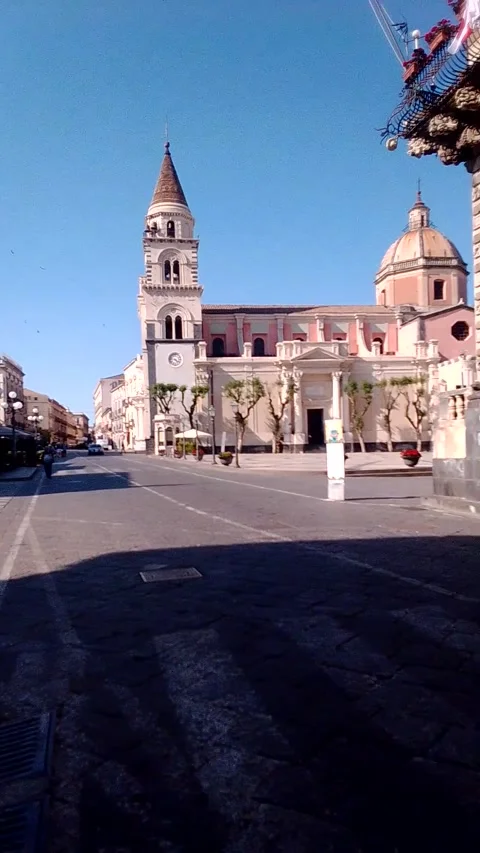 Acireale, Sicily: Piazza Duomo With Cathedral And San Pietro E Paolo Church Stock Footage 340332553