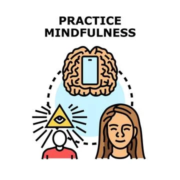 Acknowledging mindfulness practice with digital detox, awareness, and spiri.. Stock Illustration