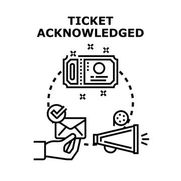 Acknowledging a ticket notification with confirmation message Stock Illustration