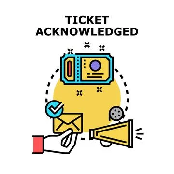 Acknowledging a ticket notification with confirmation message Stock Illustration