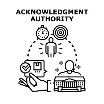 Acknowledgment authority concept with official document and person Stock Illustration