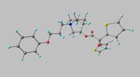 Aclidinium bromide molecular structure isolated on grey Stock Illustration