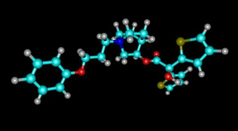 Aclidinium bromide molecular structure isolated on black Stock Illustration