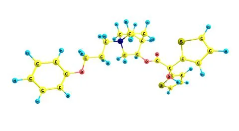 Aclidinium bromide molecular structure isolated on white Stock Illustration