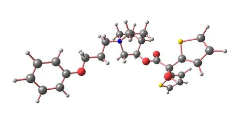 Aclidinium bromide molecular structure isolated on white Stock Illustration