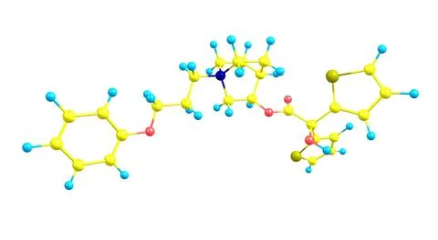 Aclidinium bromide molecular structure isolated on white Stock Illustration