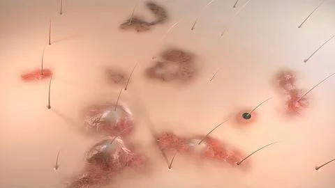 Acne And Pimples, Stages Of Development, Stock Illustration