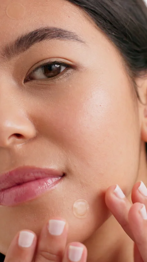 Acne patch, beauty and face with woman for self care, cosmetics and skincare 스톡 동영상 334027869