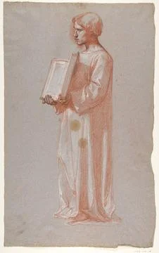 Acolyte with Open Book (middle register; study for wall paintings in the Ch.. Ilustración de archivo