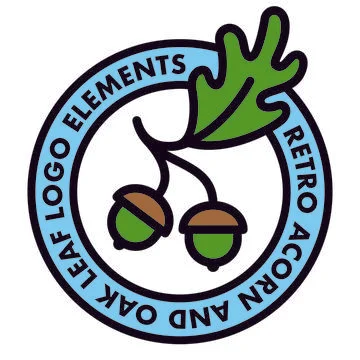 Acorn and oak leaf vector badge design. Stock Illustration