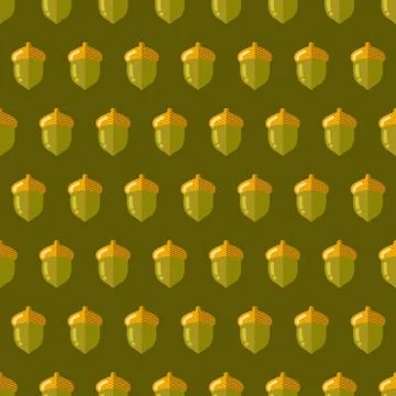 Acorn autumn fall seamless pattern vector nature background Stock Illustration
